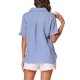 thumbnail image 3 of INSPIRE CHIC Camisas de botón para mujeres, blusas de algodón casuales de manga corta con bolsillos XL Gris Azul, 3 of 6