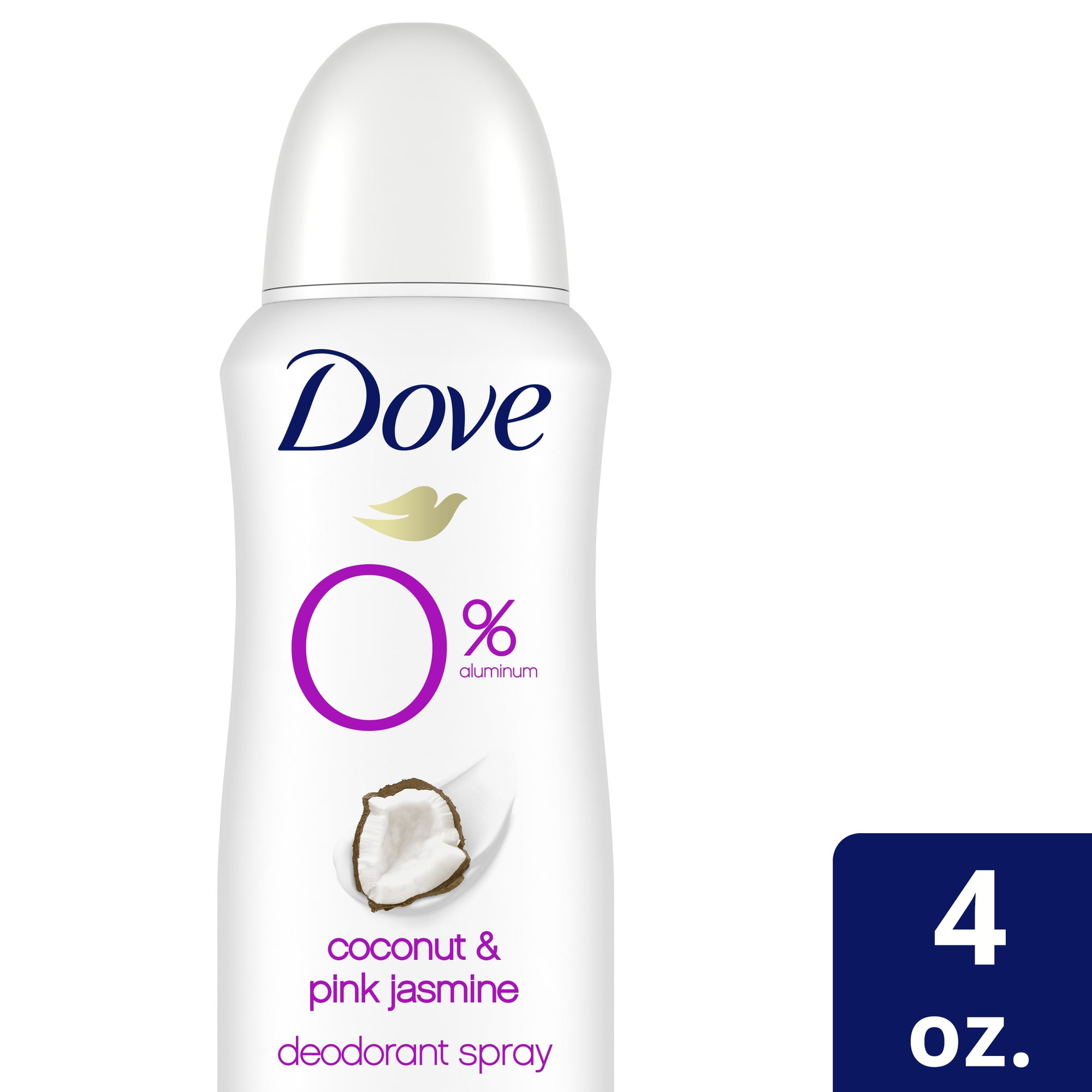 Dove 0% Aluminum Deodorant Spray Coconut & Pink Jasmine Aluminum Free 4 Oz