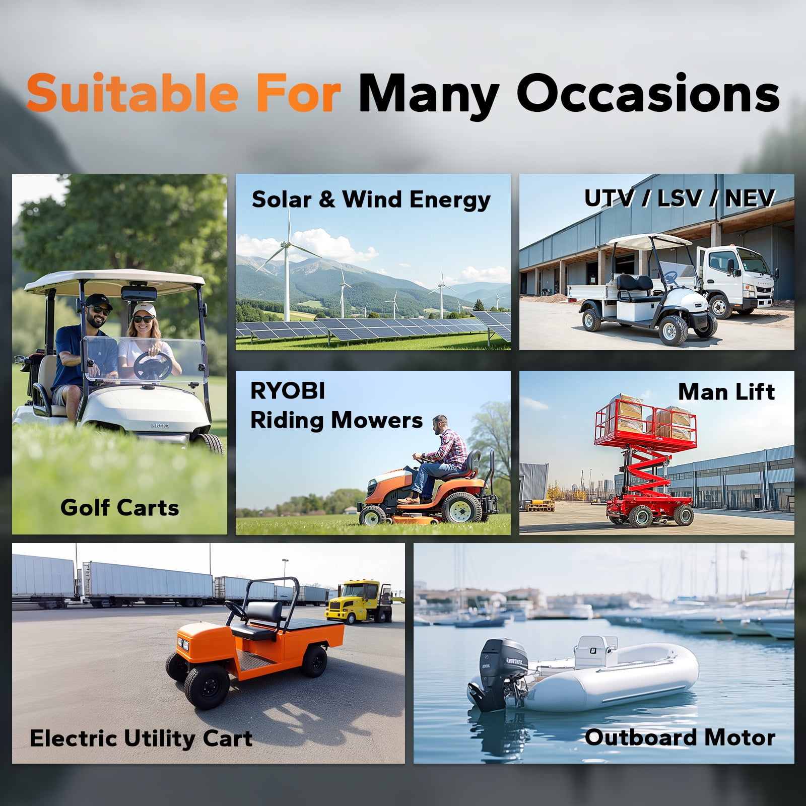 LiTime 48V (51.2V) 30Ah  LiFePO4 Golf Cart Battery up to 2kW Motor Max 3.07kW GC2 Lithium Battery