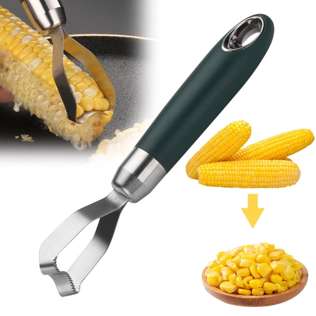 Fiudx Ofertas del día pieza de pelador de maíz, cepillo de maíz, trillador, pelador de maíz de acero inoxidable para maíz, herramienta para quitar granos de maíz, herramienta peladora de maíz, cortad