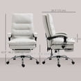 thumbnail image 2 of Cream White Microfiber Office Chair with Massage & Reclining Footrest - Executive Computer Desk Chair for Home or Office Comfort (72"), 2 of 7