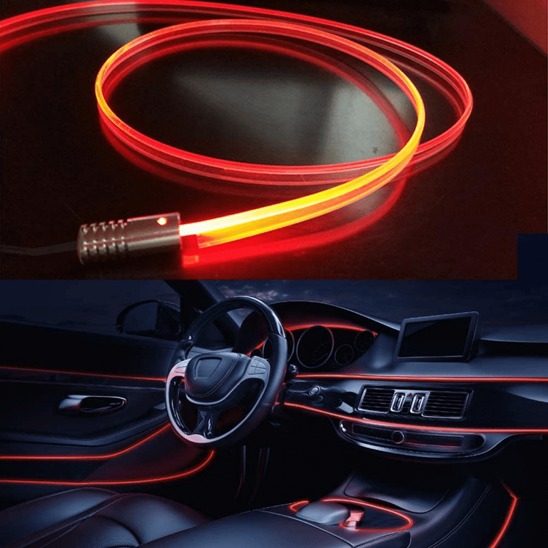 Car LED Strip Light, RGB Interior Car Lights, 5 in 1 with 236.22 inches  Fiber Optic, Multicolor Dash Ambient Interior Lighting Kits, DIY Mode and