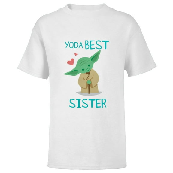 Star Wars Yoda Best Sister Yoda Chibi Portrait Family- Short Sleeve T-Shirt for Kids - Customized-White