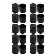 20pcs 22mm Dia Black PVC Rubber Round Chair Leg Insert Floor Cover Protector