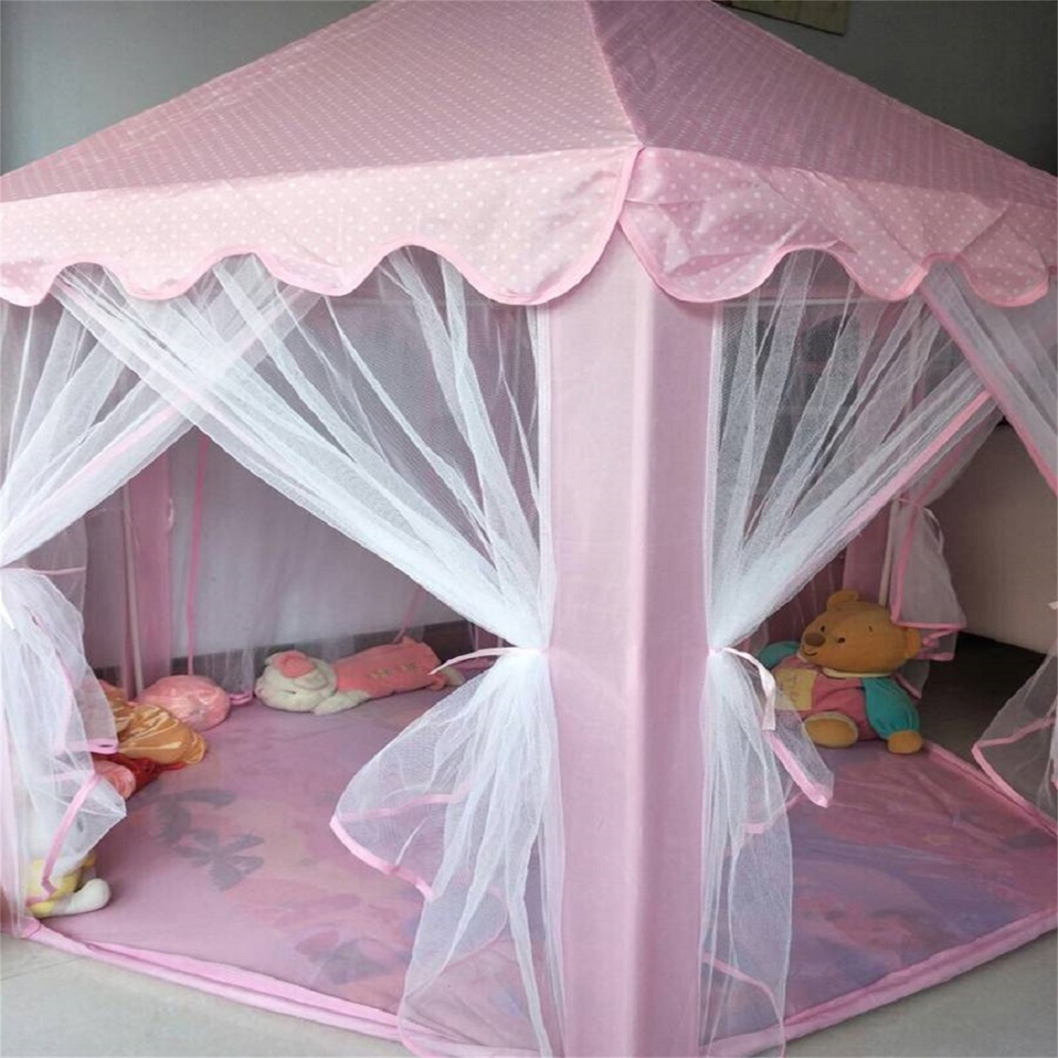 CIPACHO Tents for Girls with 4 Color Lights, Princess Castle Play House for Child, Outdoor Indoor Portable Kids Children Play Tent,