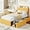 Yellow, variant on Upholstered TWIN Platform Bed, TWIN Size Bed Frame with Storage Underneath and Headboard, Wood Platform Bed for Bedroom (White)