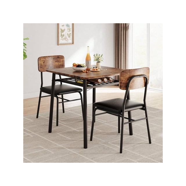Qinaqin cm de Profundidadining Sala Set For 2 3Piece Moderno Mesa Anchoith Metálico Frame BuiltIn Almacenamiento Rack Space Saving Kitchen Padded