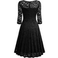thumbnail image 5 of Leesechin Women Bodycon Dresses Lace Short Sleeves Cocktail Dress Prom Ballgown Vintage Formal Ball Gown, 5 of 5