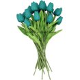thumbnail image 2 of 10-Heads Home Decoration Mini Tulip Real Touch Tulip Artificial Flowers Bouquets (Dark Teal), 2 of 4