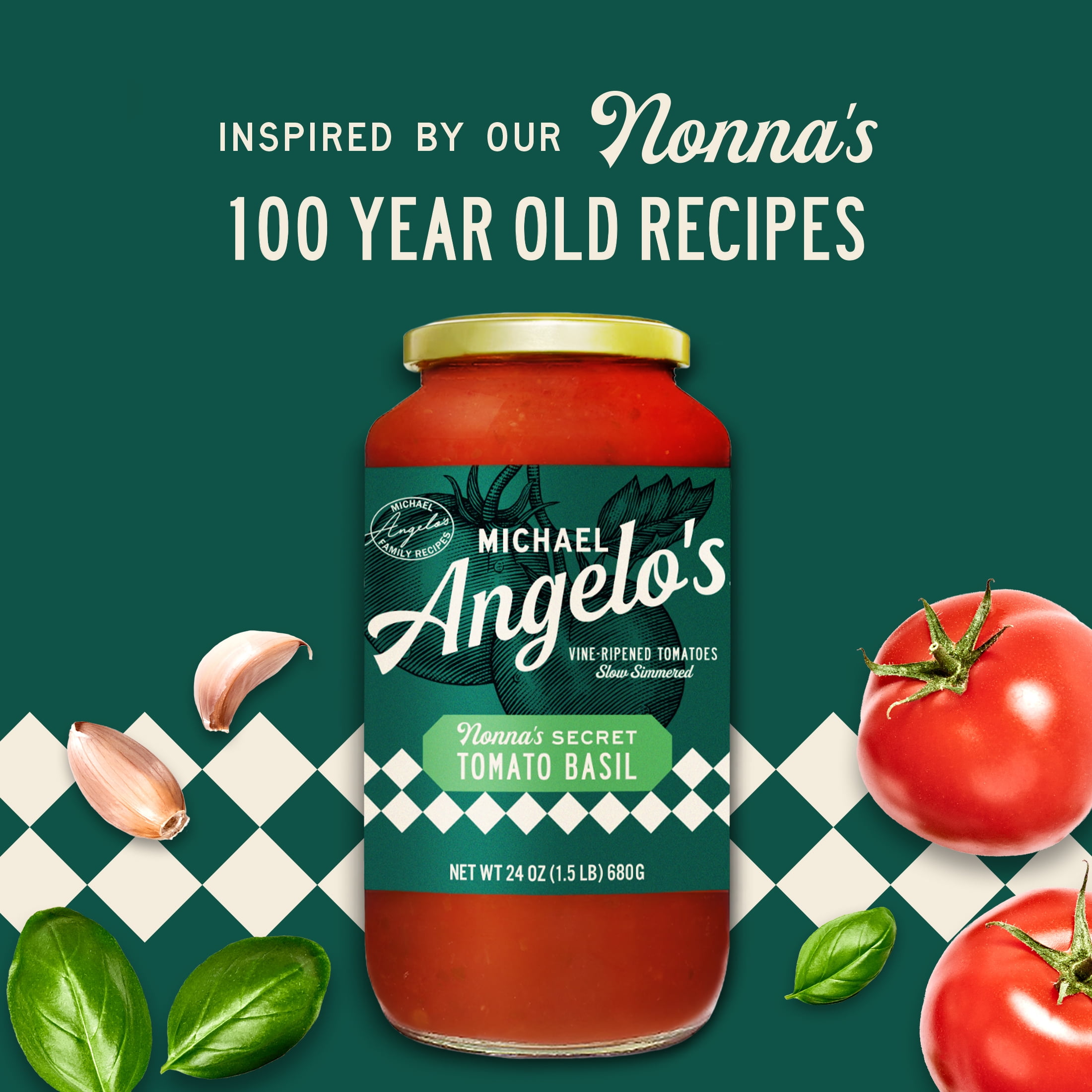 (3 pack) Michael Angelo's Nonna's Secret Tomato Basil Pasta Sauce, 24oz