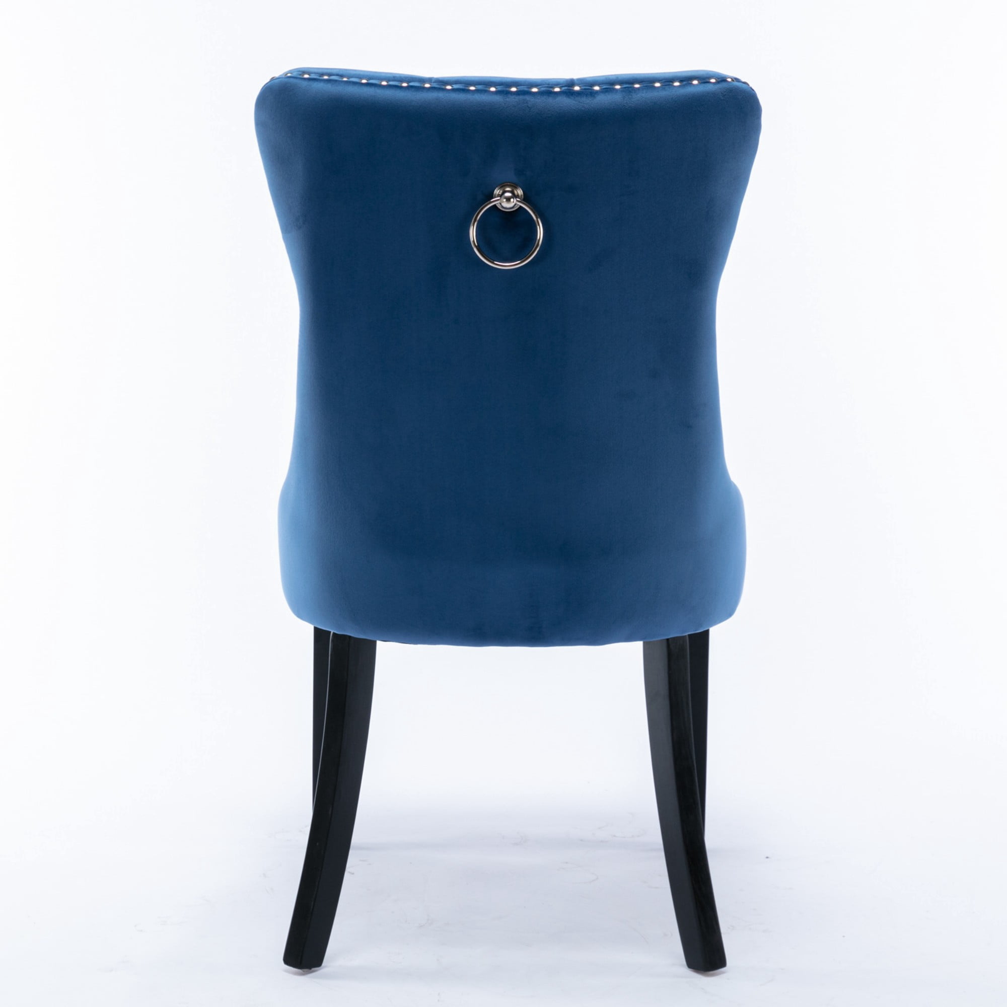 BSHTI 37.5" Velvet Upholstered Contemporary Dining Chairs Set of 2, Tufted Parson Wingback Chair with Nailhead Trim for Kitchen Dining Room(Blue)