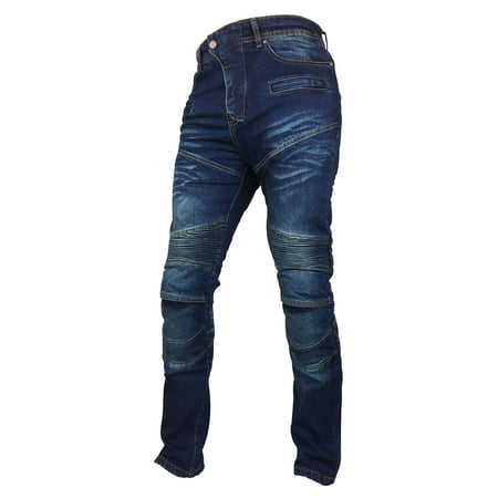 Fashio Mens Motorcycle Protective Lined Denim Jeans Stylish Biker Pants