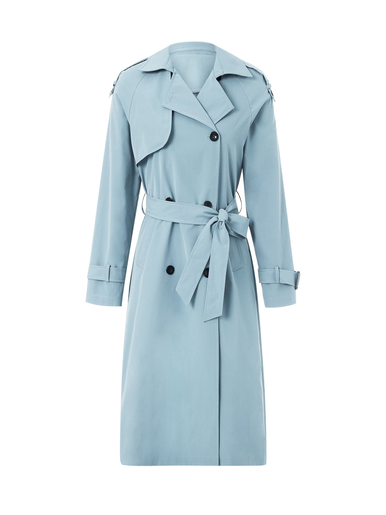Women Long Sleeve Trench Coat Double Breasted Turndown Collar Long Coats  Classic Autumn Spring Jacket Windproof Outwear