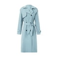 thumbnail image 3 of Women Long Sleeve Trench Coat Double Breasted Turndown Collar Long Coats Classic Autumn Spring Jacket Windproof Outwear, 3 of 9