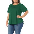 thumbnail image 4 of Agnes Orinda Women's Plus Size Top Crew Neck Short Sleeve t Shirts Flowy Pleated Dressy Casual Tunic Blouses 2X Dark Green, 4 of 6