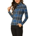 thumbnail image 4 of Hauts à Col Roulé à Manches Longues pour Femmes Extensibles Ajustés Noël Xmas Chemise de Fête m Bleu, 4 of 8