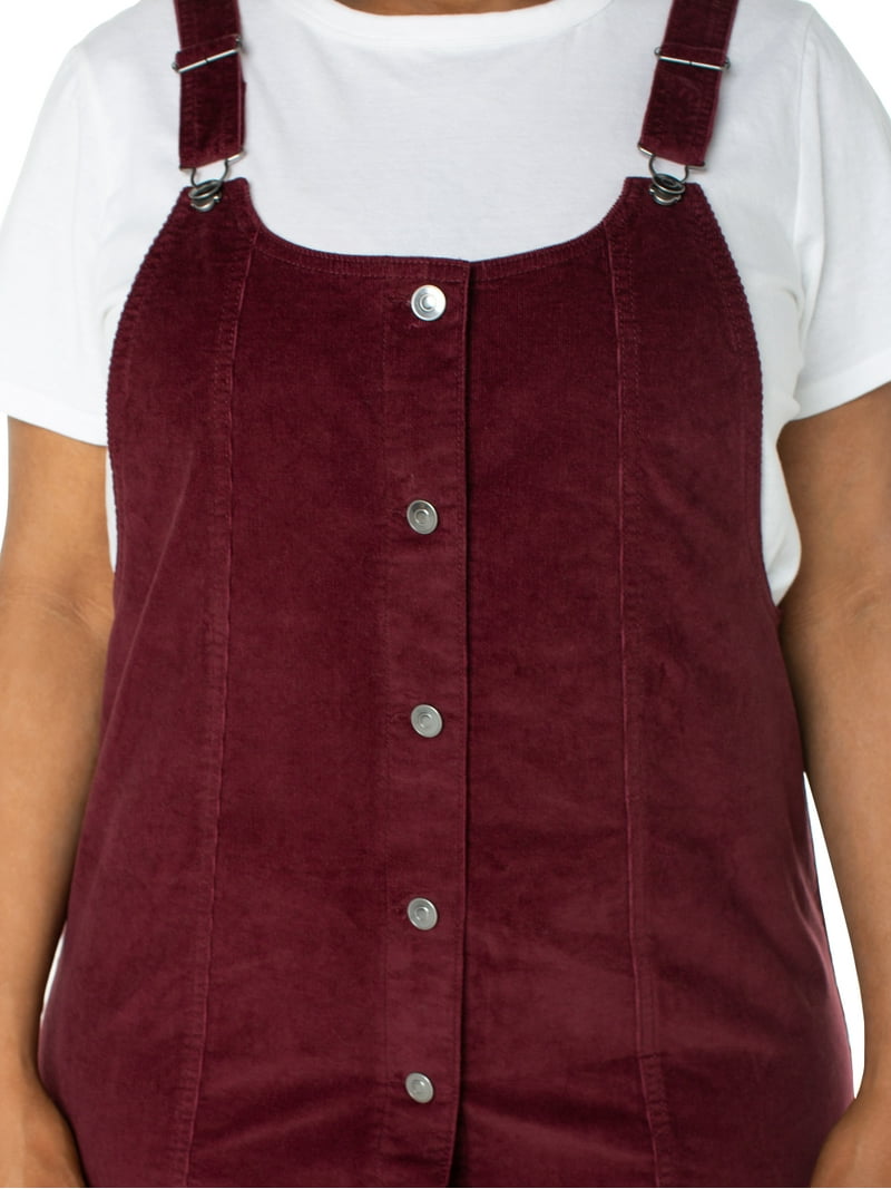 Celebrity Pink Women's and Women's Plus Corduroy Pinafore Mini Dress, Sizes  XS-4X