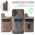thumbnail image 3 of Dteck for iPhone 16 Magnetic Case with Detachable Wallet Card Holder, Compatible with MagSafe, RFID Blocking Credit Slots Kickstand Shockproof Phone Cover for Women Men,Coffee, 3 of 6