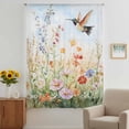 thumbnail image 3 of Spring Floral Sheer Curtains 45 Inches Long, Hummingbird Summer Botanical Watercolor Light Filering Curtains, Breathable Simi Curtain Privacy Drapes for Kitchen Bathroom Small Window Treatment, 3 of 9