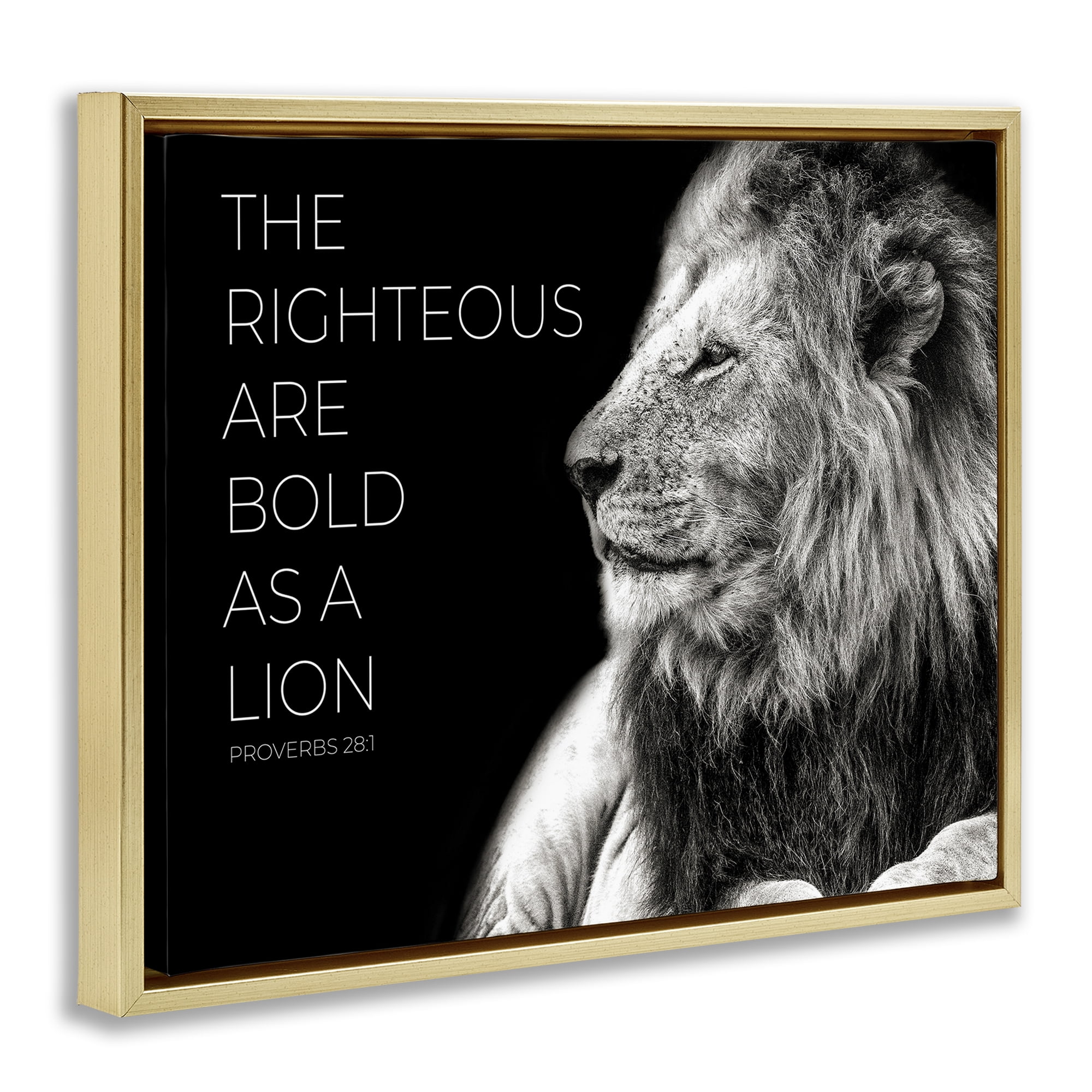 Stupell Industries The Righteous Bold As A Lion Gold Framed Floater Canvas Wall Art, design by Shelley Lake
