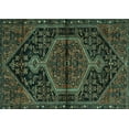 thumbnail image 1 of Ahgly Company Machine Washable Indoor Rectangle Medallion Turquoise Blue Traditional Area Rugs, 2' x 4', 1 of 4