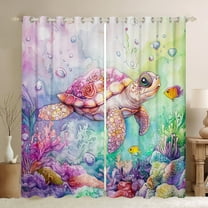 Erosebridal Sea Turtle Curtains Pack of 2 (38x45) for Teens, Dreamy Sea Curtains for Living Room, Watercolor 30%-50% Black Out Curtains, Bedroom Curtains Room Decoration