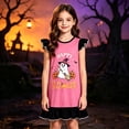 thumbnail image 2 of WhouRiu Girls Halloween Graphic Dresses Sleeveless Flutter Sleeve Crew Neck Dress Kids Comfortable Cute Party Nightgown,9-10 Years, 2 of 4