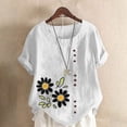 thumbnail image 2 of Sexlip Womens Swimsuit Set Daisy Embroidery Cover Up Design Asymmetric Hem Short Sleeve Relaxed Silhouette Sun Protection Fabric for Beach Wear White L, 2 of 4