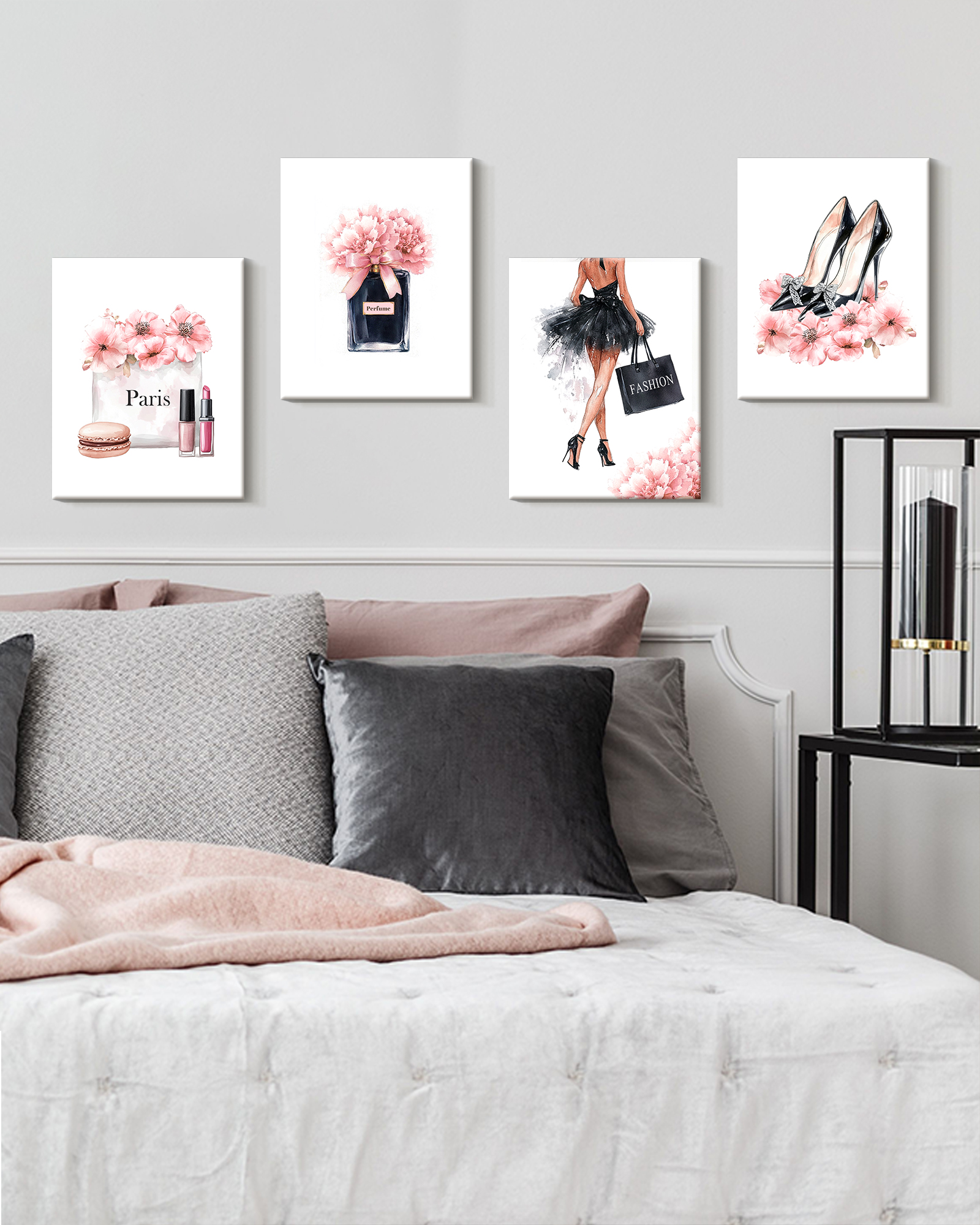 Drsoum Glam Pink Fashion Woman Wall Art, 4-Piece Set photo 2