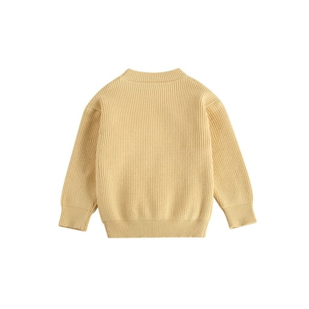 

Toddler Baby Boy Girl Kid Long Sleeve Solid Color Knitted Sweater Pullover Tops Fall Winter Warm Outfits