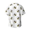 thumbnail image 5 of Uemuo Bee Pattern Cotton Linen Short Sleeve Shirts,Casual Lightweight Button Down Shirts,Vacation Beach Summer Tops-X-Large, 5 of 7