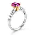 thumbnail image 3 of 925 Sterling Silver and 10K Yellow Gold Pink Created Sapphire Solitaire Engagement Ring for Women (1.65 Cttw, Oval 8X6MM, Gemstone September Birthstone, Available in Size 5, 6, 7, 8, 9), 3 of 4