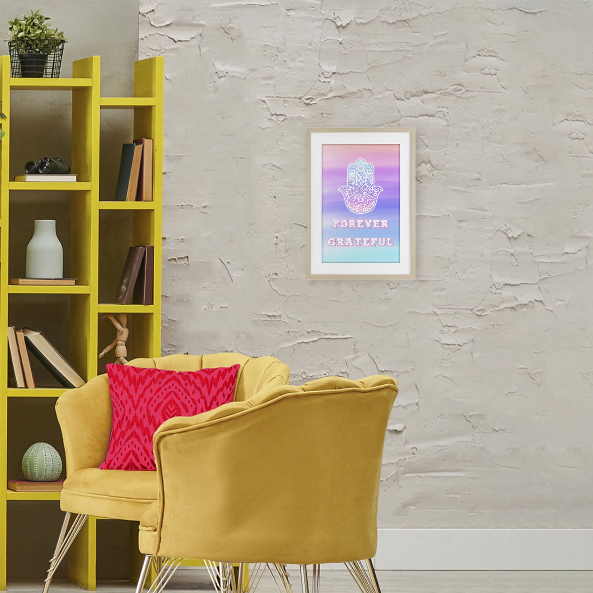Stupell Industries Forever Grateful Hamsa Birch Framed Print Under Glass, design by Pooja Dave