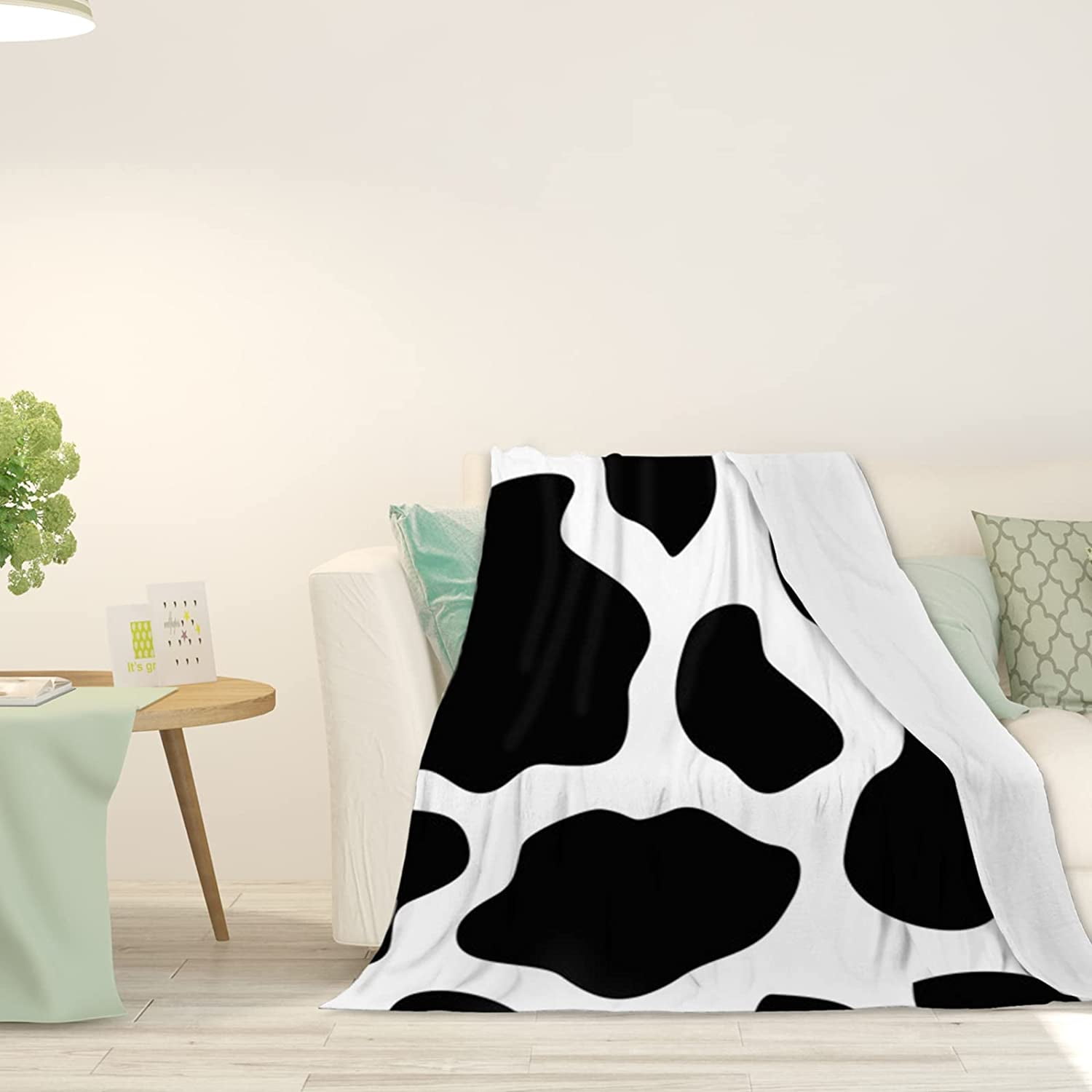 Cow Print Thickened Weighted Blanket for Adult Cow Dark Shaded Spots  Abstract Flannel Cozy Plush Bed Blanket Fuzzy Blanket Full Size Soft  Blanket for Sofa Bed Black White 80x60in 