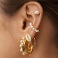 thumbnail image 3 of CIMAXIC Alloy Ear Clips Simple Fashionable Sweet Ear Clips Creative Bead Ear Clips for Woman (White),0.91"X0.87"X0.24", 3 of 4