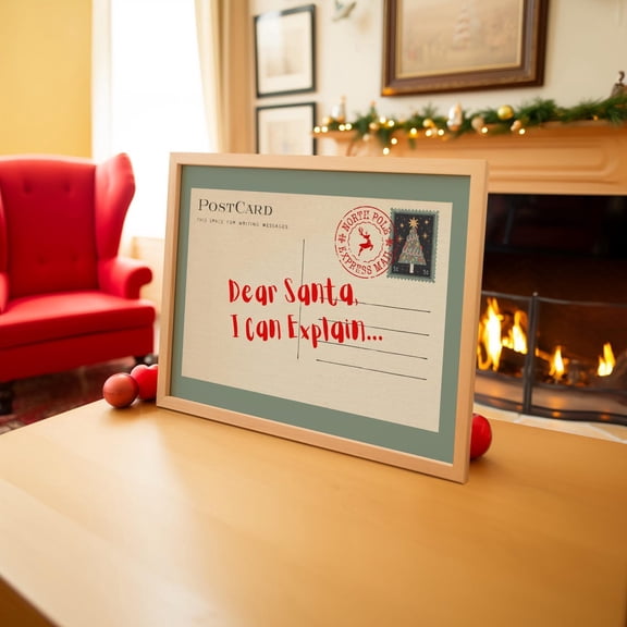Wall Art, Letters To Santa, Dear Santa I Can Explain, Festive Home Decor, Postcard, Typography Art, Unframed Poster Size 8x12