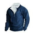 thumbnail image 3 of QUINDOS Men's Shirts Clearance,Mens Fall And Winter Fashion Casual Hoodie Retro Stand-up Neck Zipper Long Sleeve Loose Seaw Comfy Holiday T-shirt, 3 of 3
