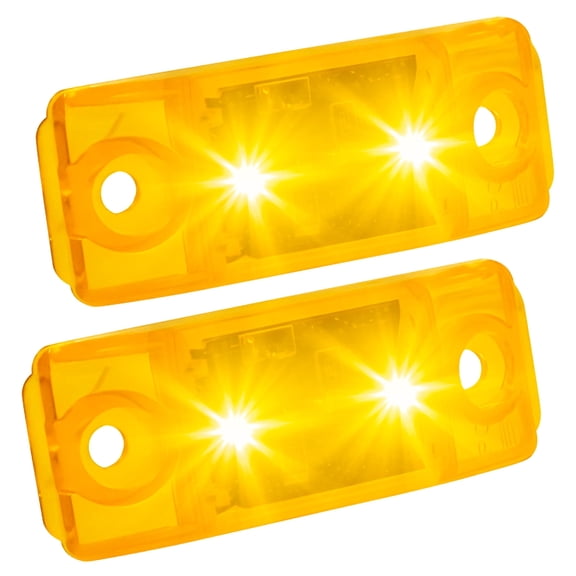 Command Electronics 12V LED Surface Mount Clearance Light - Modern OEM RV Truck and Trailer Side Marker - Sealed Polycarbonate Lens - CSA Certified - Hardware & Connectors Included | Amber (2 Pack)
