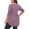 thumbnail image 5 of WellSize Plus Size Blouses for Women V Neck Curved Hems Tunic Tops Casual Long Sleeve Botton Fall Shirts, 5 of 9