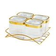 thumbnail image 4 of Bandeja de servicio dividida con tapa decorativa decorativa Pantalla de comida de plato fácil de transportar para bocadillos para nueces pasteles de 4 tazón transparente, 4 of 8