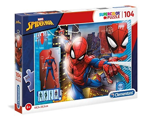 Clementoni Supercolor Spider-Man Puzzle For Kids - 104 Pieces, 48.5 X 33.5 Cm