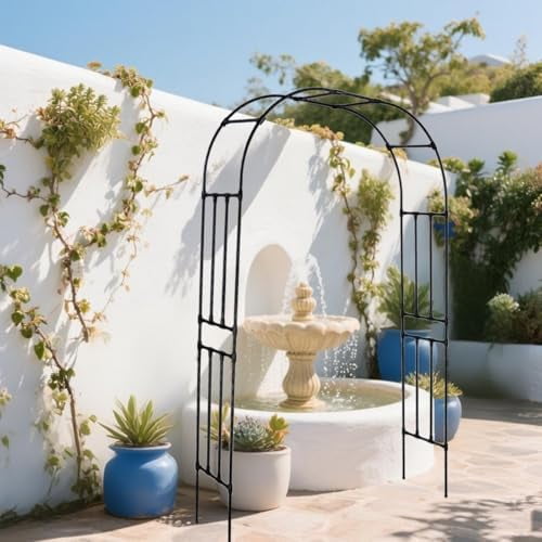 Heavy Duty Metal Garden Arch Trellis – Weather-Resistant Black Steel Arbor for Climbing Plants, Weddings, Parties, Patio, Lawn & Outdoor Decor – Easy Assembly