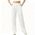 thumbnail image 2 of BADHUB Womens Dress Pant Pleat Business Casual High Waisted Pant Fashion Offic Slack Solid Color Trousers White XL, 2 of 6
