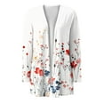 thumbnail image 5 of UPPADA Women's Floral Print Crew Neck Blouses Long Sleeve Soft Knit Cardigan Sweaters Open Front Blouses Cardigan Outfit Casual Dressy with Pockets White,L, 5 of 5