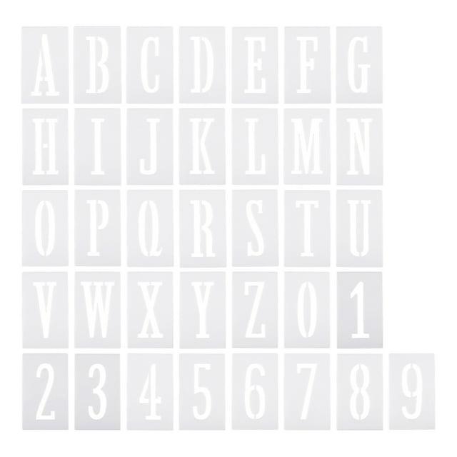 Unique Bargains 6 Inch Letter Number Stencils 4.1' Width Reusable Alphabet Numbers Templates Set, White 36 Pack