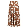 thumbnail image 4 of Njagoc3 Womens Brown Leaf Print Flowy Drape Maxi Skirt for Summer Leisure Comfortable Loose Fit, 4 of 6