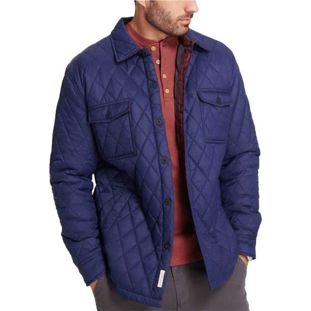 Chaqueta cortavientos acolchada resistente a la intemperie para hombre, azul, grande