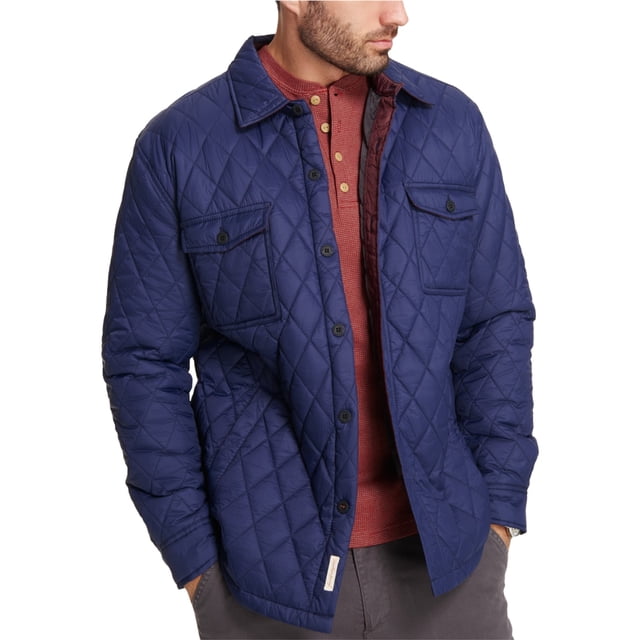Chaqueta cortavientos acolchada resistente a la intemperie para hombre, azul, grande