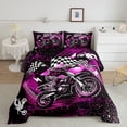thumbnail image 2 of Manfei Motorcycle Motocross 2pcs Bedding Comforter Set,Honeycomb Grid Twin Comforter Sets,Black Pink Bedding Set,Super Cozy Sport Bedroom Decorative,Reversible, 2 of 8