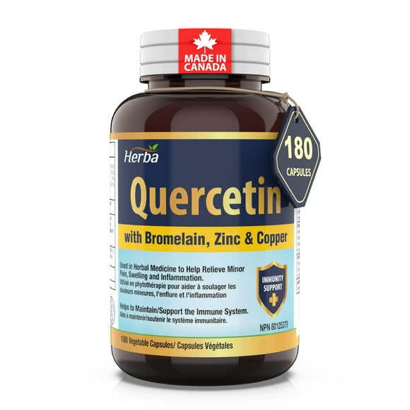 Herba Quercetin with Bromelain, Zinc, and Copper – 180 Capsules | Made in Canada